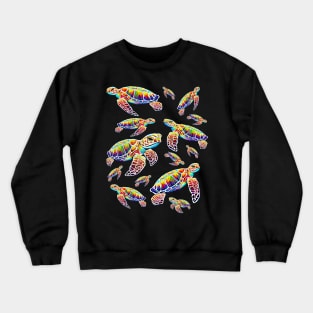 Rainbow Sea Turtles Design Crewneck Sweatshirt